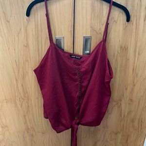 SHEIN Burgundy Tie-Front Cami Top